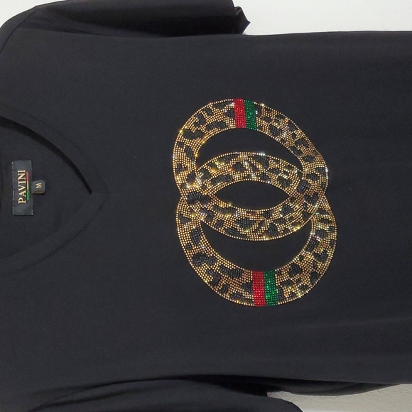 Pavini Men's Black Short Sleeve V-Neck Cotton T-shirt Size M - Picture 2 of 5